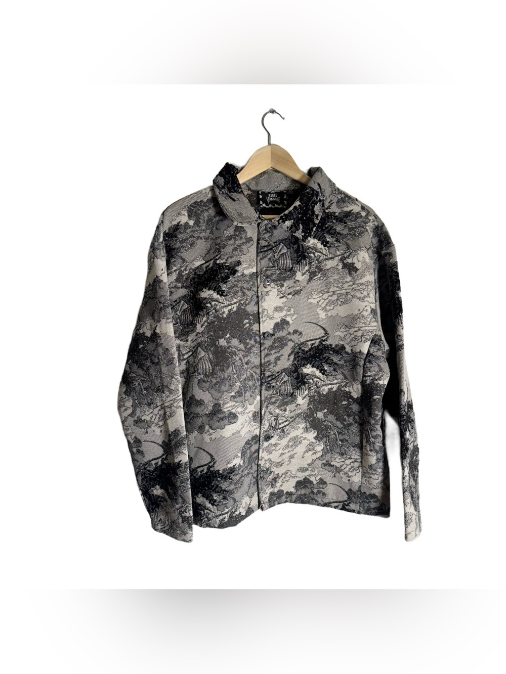 Rebel Vengeance Tapestry Jacket Men's Medium Apocalypse Horseman Monochrome NWT - Picture 2 of 6